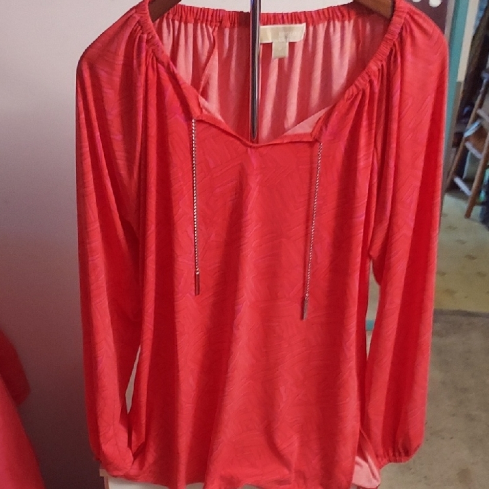 Michael Kors Tie Front Blouse Relaxed Fit Medium
